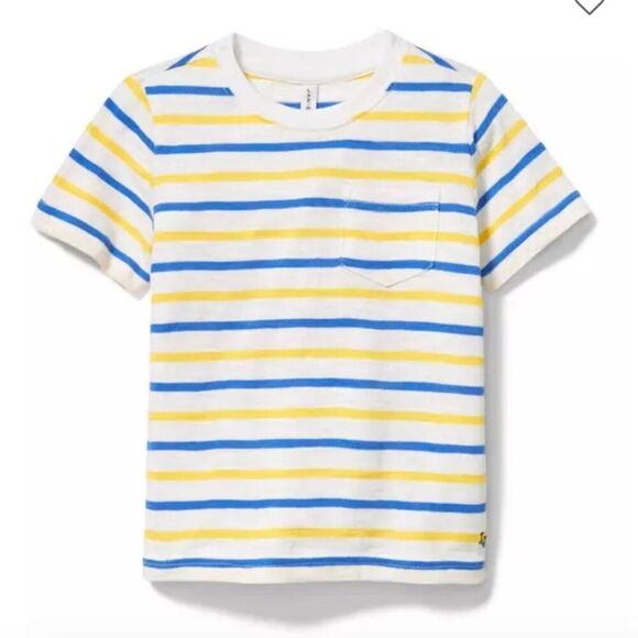 Janie and Jack 100034139 Blue and white Slub Pocket Tee size 4 NWT - Picture 1 of 5
